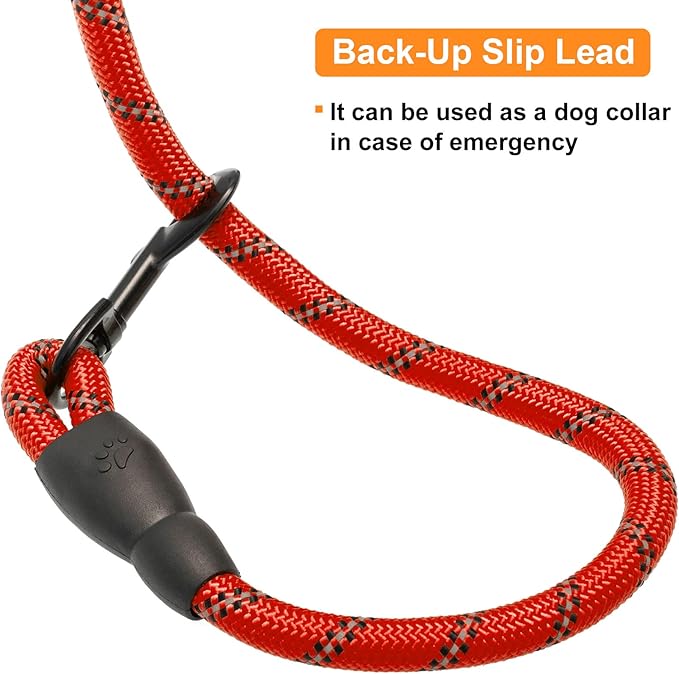 BEAUTYZOO Heavy Duty Rope Dog Leash 3 Pack, 6FT Nylon Pet Leash with Reflective Thread, Soft Padded Handle Thick Lead Strong Dog Leashes for Large Medium Dogs Small Puppy Training 6'*1/2 inch