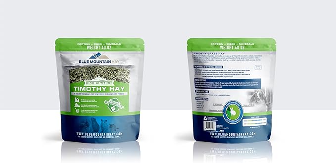 Blue Mountain Hay | Fresh Timothy Hay (15 Ounce) | Great for All Ages | High-Altitude Hay Pet Food for Rabbits, Guinea Pigs, Chinchillas, Hamsters, and Other Small Pets