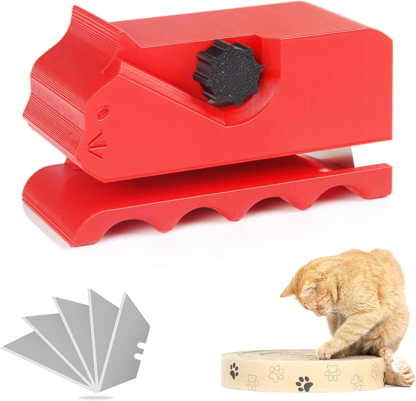 Cardboard Strip Cutter for Cat Scratchers, with 6pcs Blade,3D Printed Card Board Cutter Kids DIY Cat Scratchers Cardboard Strip Tool Machine for Cat Love