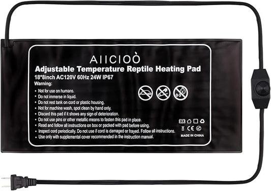 Aiicioo Reptile Heating Pad 24W - Reptile Heat Mat Pad for Bearded Dragon Leopard Gecko Hermit Crab Heater for 40 Gallon Reptile Tank