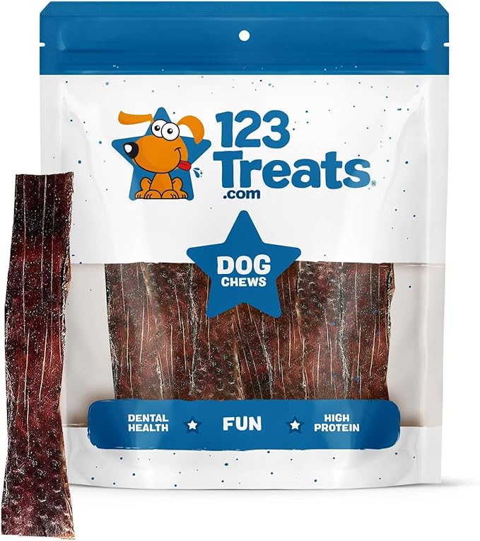 Esophagus Dog Treats - (12 Inches - 20 Count) 100% Natural, Flat Gullet Sticks for Dogs, Beef Jerky Dog Treats Strips, NO Preservatives, Hormones, or Antibiotics