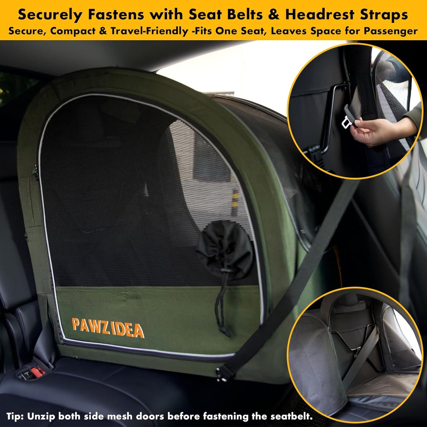 PAWZIDEA Large Dog Stroller with Detachable Carrier, Portable Dog Crate for Car Travel, Multiple Pet Strollers for Medium Dogs up to 80lbs, Adjustable Handle, All-Terrain 9” Wheels, Storage Organizer