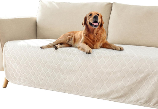 fuguitex Waterproof Dog Blanket Bed Cover Dog Crystal Velvet Moroccan Fuzzy Cozy Plush Pet Blanket Throw Blanket for Couch Sofa(30 * 70 inch, Cream+Grey)