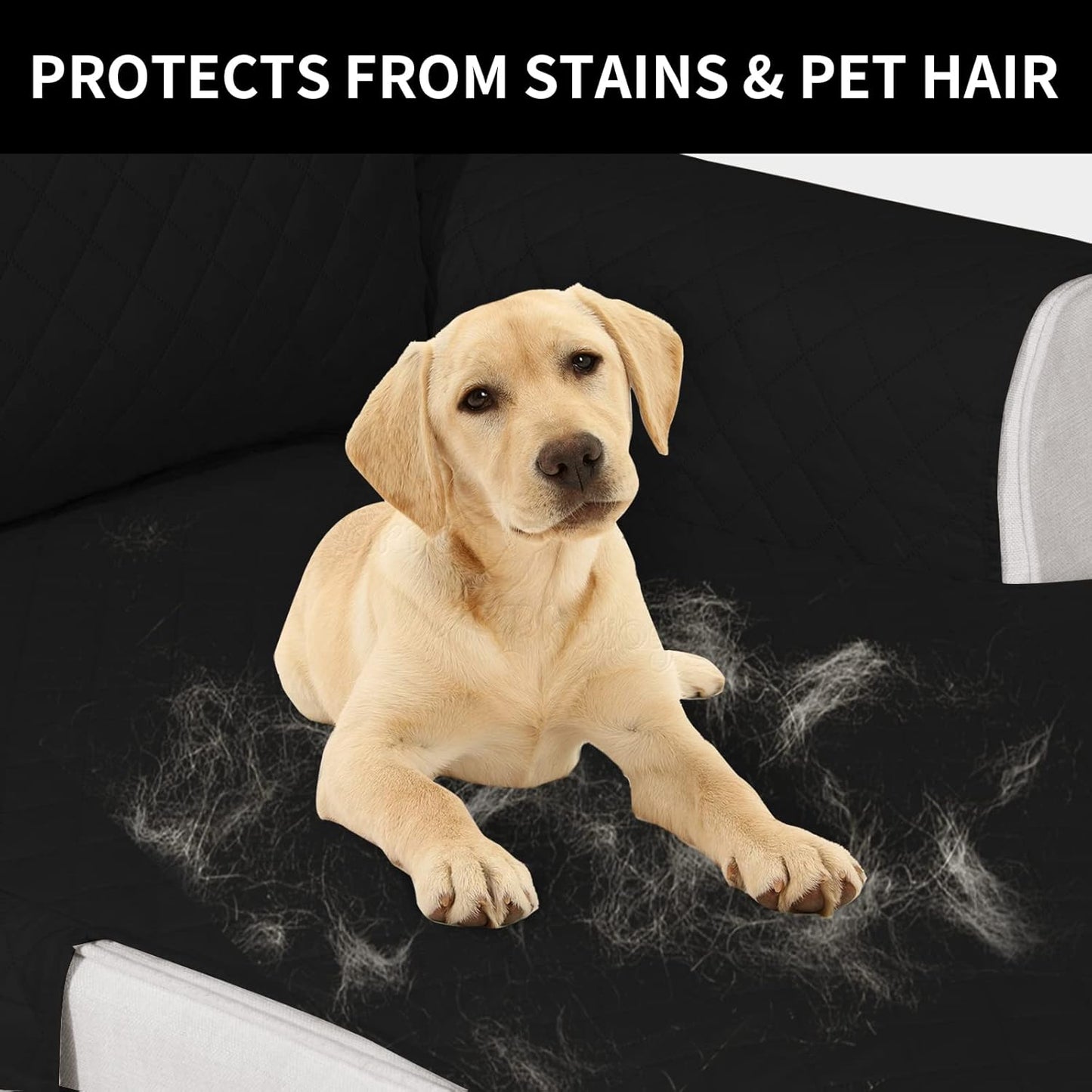 Easy-Going Reversible Chaise Lounge Couch Cover Water Resistant Sofa Cover Sectional L Shaped Sofa Slipcover with Adjustable Straps Furniture Protector for Dogs (115X34 in, Black/Black)