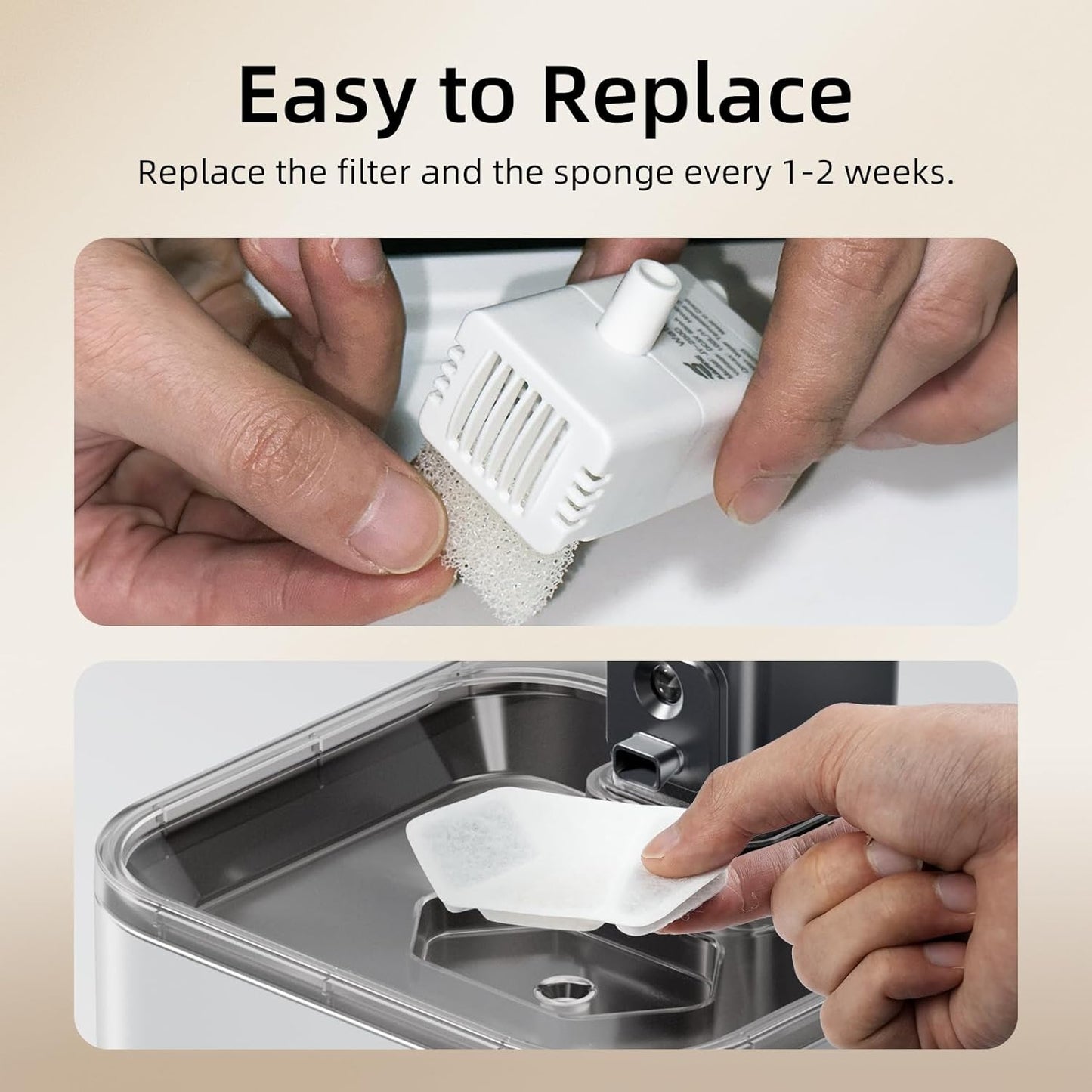 Official 8 Packs Replacement Filters & Pre-Filter Sponges for 4L/135oz Wireless Cat Water Fountain ZTI0506