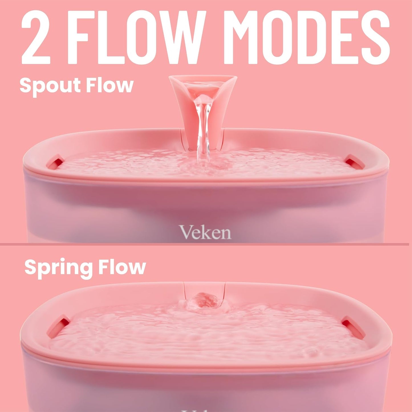 Veken Cat Water Fountain with Detachable Tank, Easy to Clean & Assemble, 84oz/2.5L Automatic Pet Drinking Dispenser with Quiet Operation & LED Light for Cats, Dogs and Small Pets, Red