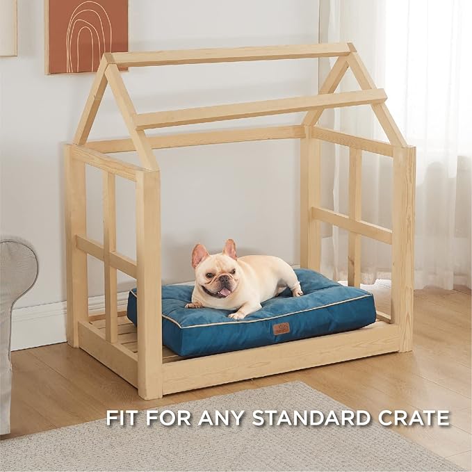 Bedsure Washable Dog Bed Medium Size Dog - 3 Inch Thicken Up to 45lbs Pet Mat Pillows with Removable Washable Cover, Blue