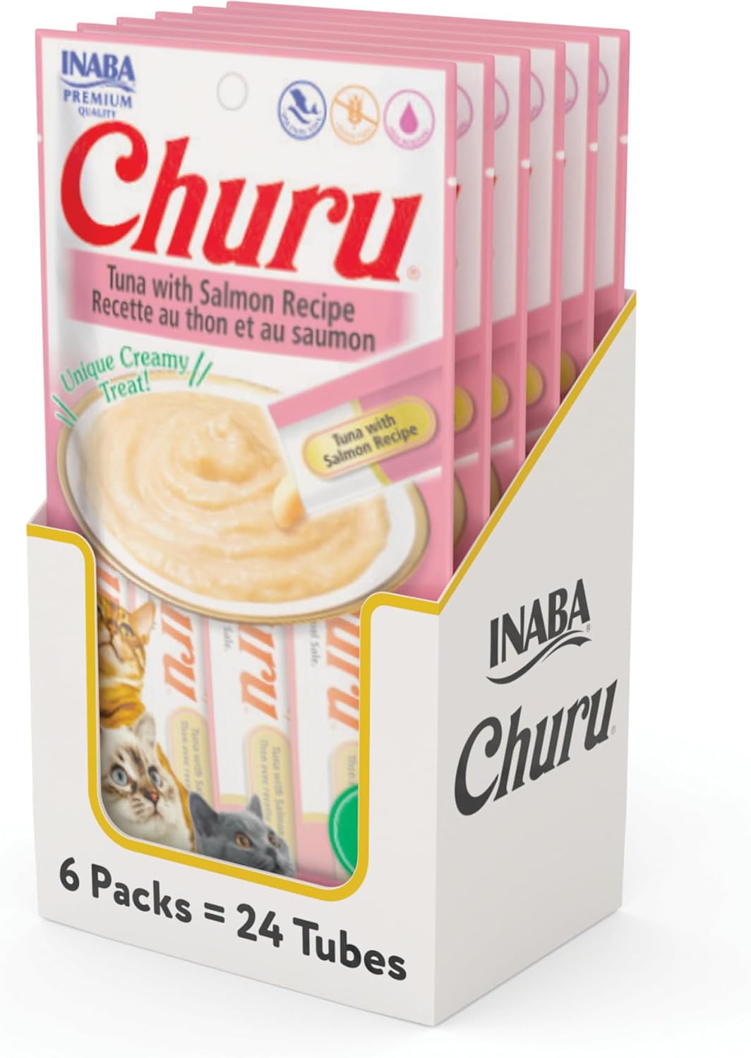 Churu Tuna with Salmon Recipe Lickable Creamy Purée Cat Treats 24 Tubes