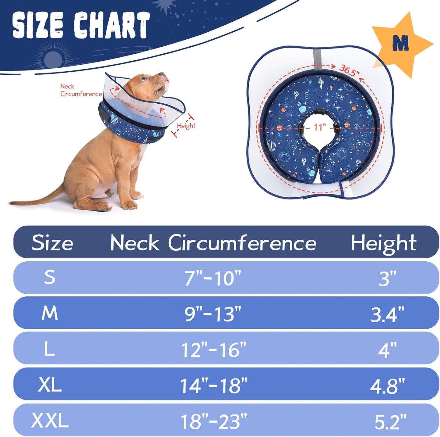 Elevated Inflatable Dog Cone Collar to Stop Licking, Doggie Donut Collar After Surgery, Soft Dog Cone Alternative for Small Medium Large Dogs