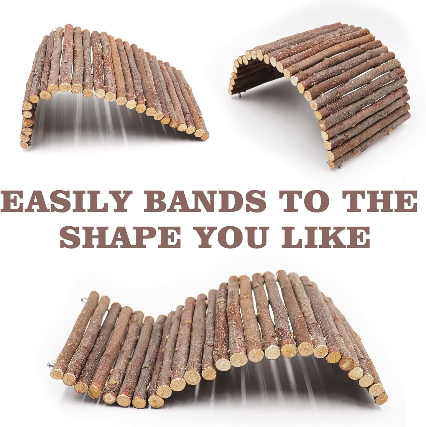 Hermit Crab Climbing Toys, Wooden Hermit Crab Hideout, Reptile Tank Habitat Decor, Bendable Ladder Bridge Tunnel Toys for Lizard Chameleon Hamster Rats Chinchilla Guinea Pig Rabbit Bearded Dragon