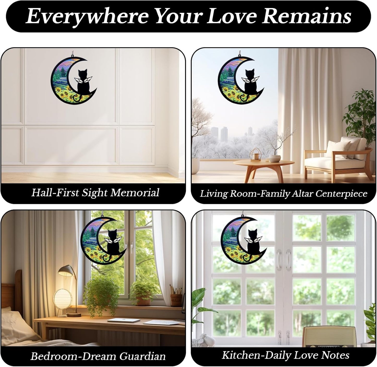 Pet Memorial Suncatcher, Loss of Cat & Dog Sympathy Gifts, Hanging Stained Acrylic Light Catcher, Cat & Dog Memorial Ornament for Pet Lovers, Angel Pattern