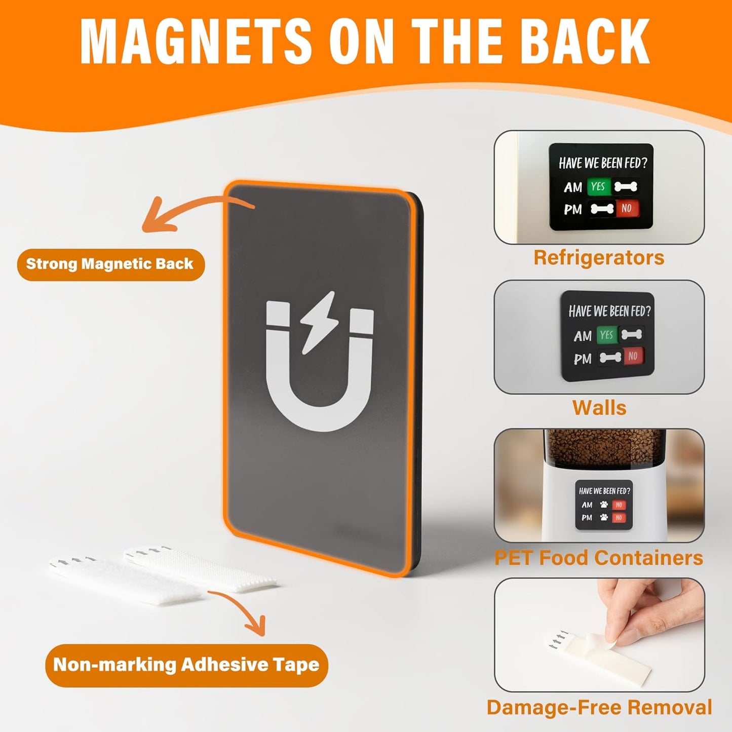 Dog Feeding Reminder Sign with Magnet, Pet Feed Tracker with Have We Been Fed, Acrylic Dog Paw Slider Sign for Fridge, AM PM Feed Sign with Yes No Option, Black with 2 Stickers, 4.7" x 3.9"