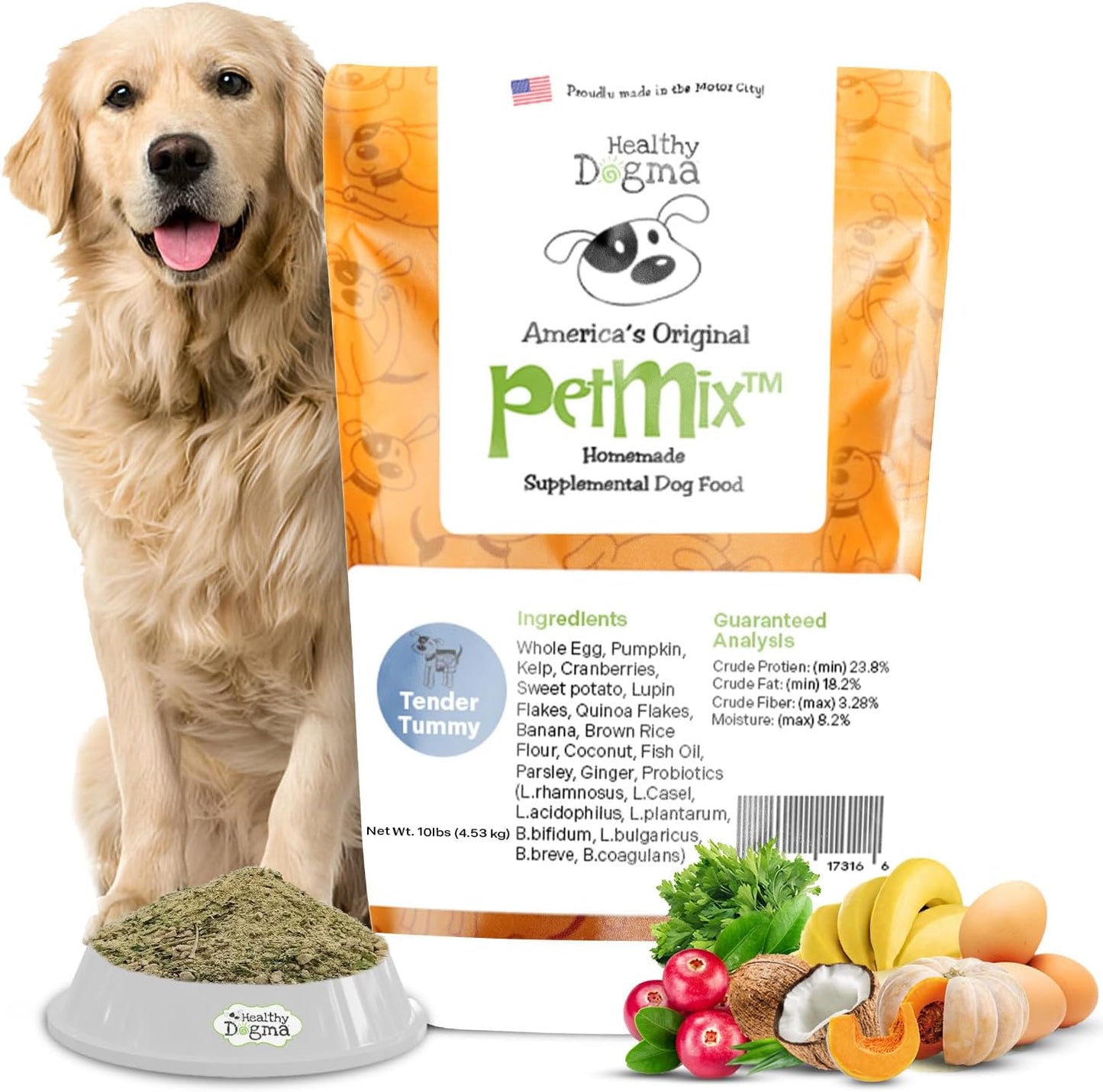 Healthy Dogma - PetMix Dehydrated Dog Food - Food for Dog Sensitive Stomach - Clean Ingredient Dog Meal - No Preservatives, Homemade Dog Food (Tender Tummy, 10lbs)