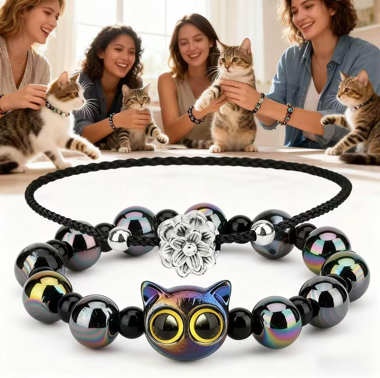 LINGYUAN 2 PCS Pet Memorial Gifts for Cats, Rainbow Bridge Bracelet for Beloved Cat Loss of Pet Remembrance Gifts