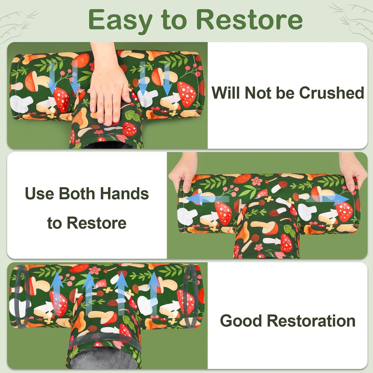 Glittme Guinea Pig Tunnel Washable Guinea Pigs Hideout Portable Rabbit Tunnels Soft Ferret Tunnel for Playing Resting Guinea Pig Accessories for Hedgehogs, Hamster,Mushrooms