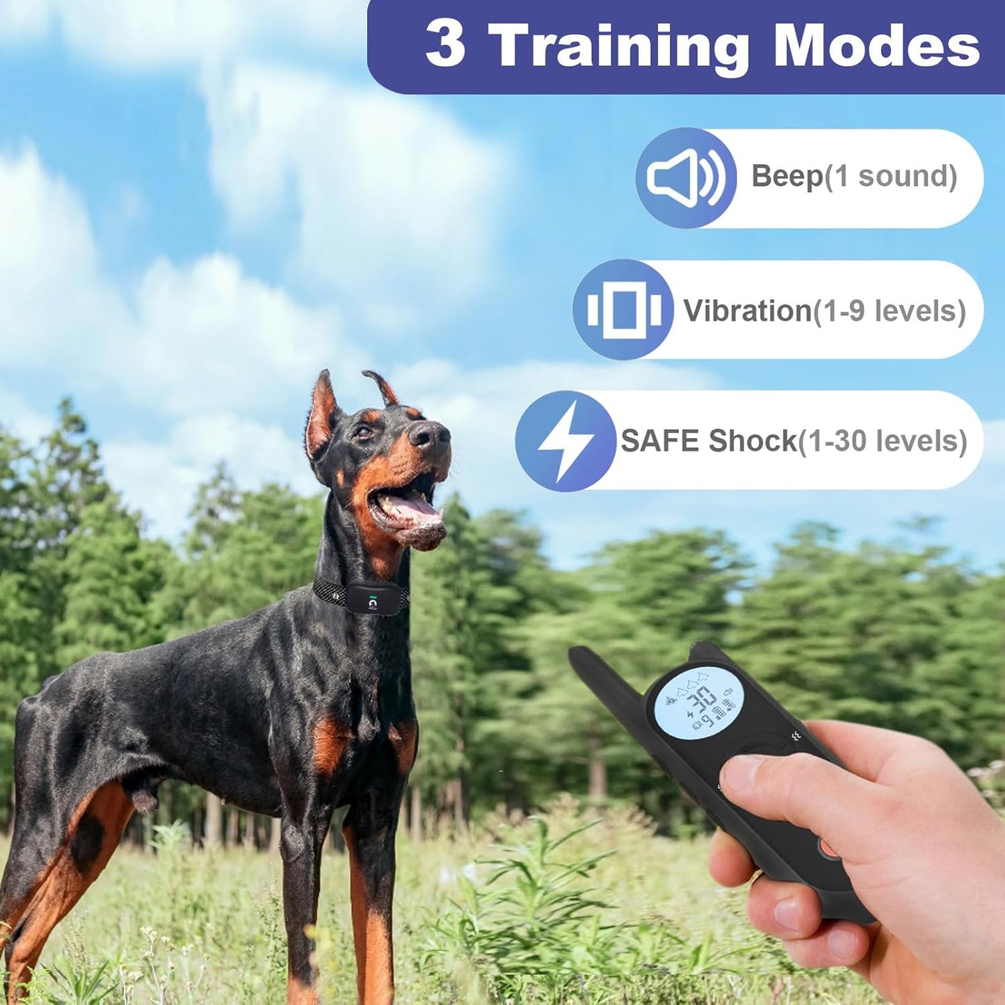 MIMOFPET Wireless Dog Fence for 2 Dogs - Covers up to 856-Acre Electric Fence,185 Days Standby Time Training Collar,Pet Containment System with 3 Training Mode,Flash Light and Waterproof