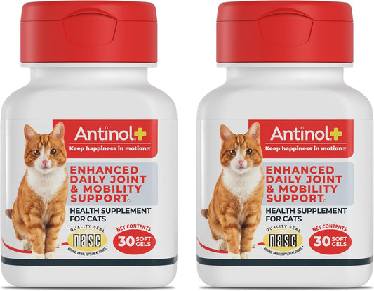 Antinol Plus, Mobility, Hip, and Joint Supplement for Cats, Green-Lipped Mussels and Krill Oil - Cat Joint Supplement, 60 Soft Gels