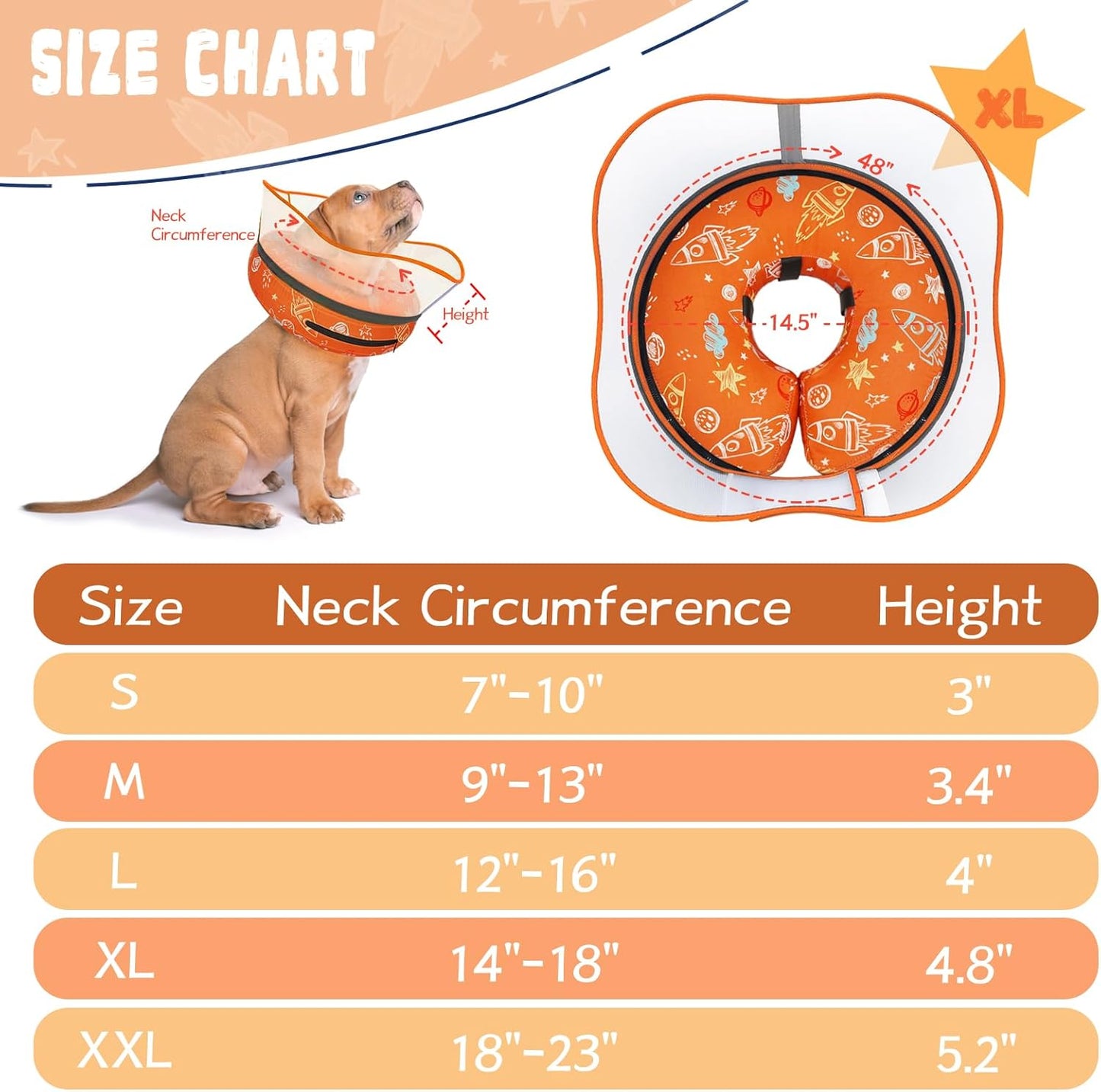 Elevated Inflatable Dog Cone Collar to Stop Licking, Dog Donut Collar After Surgery, Soft Dog Cone Alternative for Small Medium Large Dogs