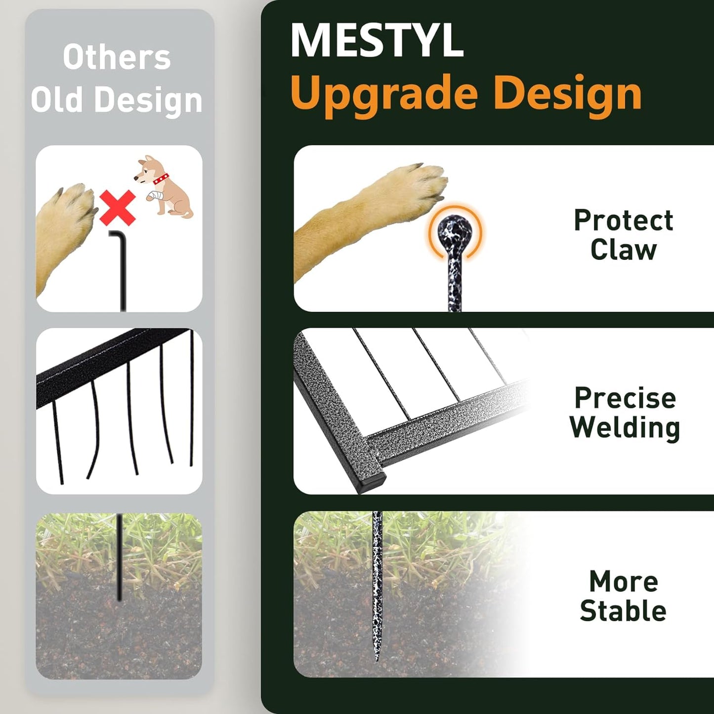 mestyl Dog Playpen, 40" Height 16 Panels Outdoor Pet Play Pen, Big Dog Exercise Play Pen for Large/Medium/Small Dogs, Foldable Puppy Pen for Indoor, Camping, RV, Anti-Rust Paint Finish, Quick Install