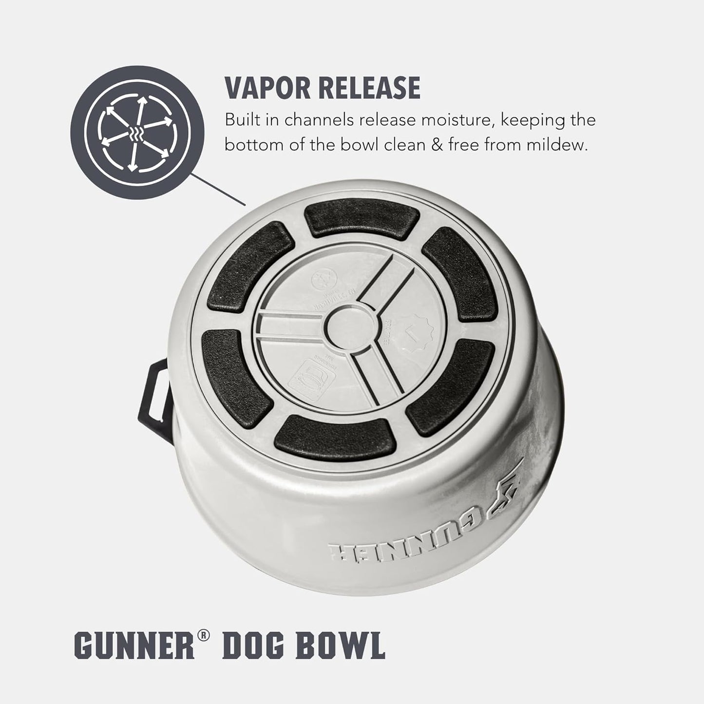 Dog Bowl with Spill-Proof Travel Lid – 7.5" x 3.75", 1.3 lb, 7-Cup Capacity, BPA-Free, Rust-Proof, Shock-Resistant, Stackable, Dishwasher Safe, Leak-Resistant Nesting Lid – White