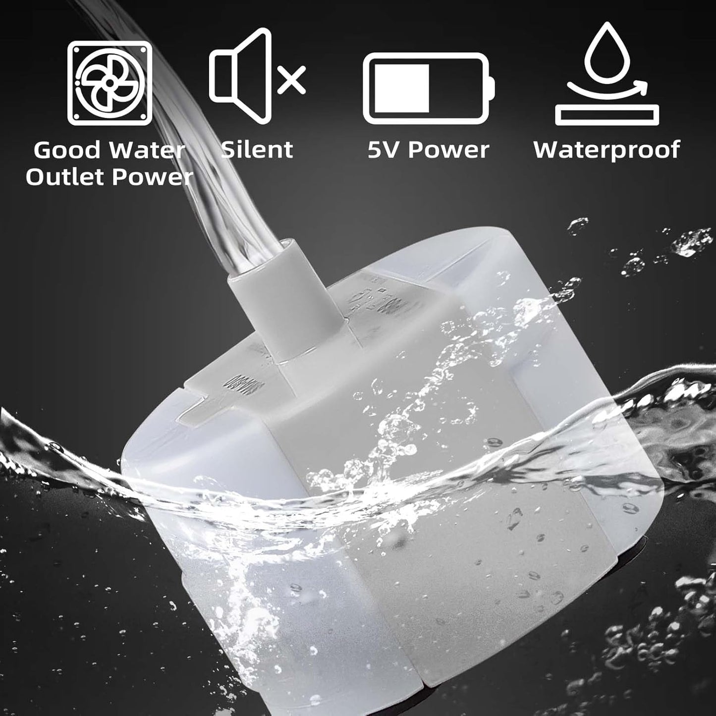 Ultra-Quiet Replacement Pump for Stainless Steel Cat Water Fountains - SMA-800 Motor - Safe and Easy to Clean with Low Voltage DC 5V and USB Cable (Pump+Brush)