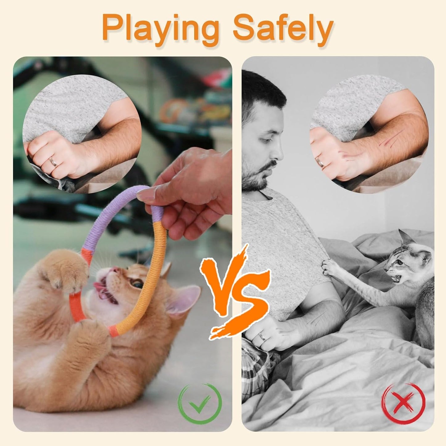 Cat Toys Chew Rope Loops with Refillable Natural Catnip, Safe Teeth Cleaning Toy with Feather for Indoor Kittens, Interactive Cat Enrichment Toy for Bored Indoor Adult Cats