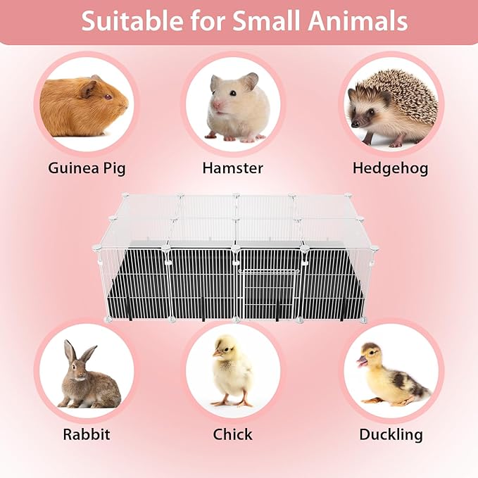 Small Animal Playpen with Waterproof Mat,Guinea Pig Cages,48"*26"*15.7"C&C Cage for Hamster,Rabbit,Bunny,Hedgehog,Chinchilla,Ferret,Indoor Outdoor Portable Metal Wire Yard Fence,Metal Pet Panels-20p