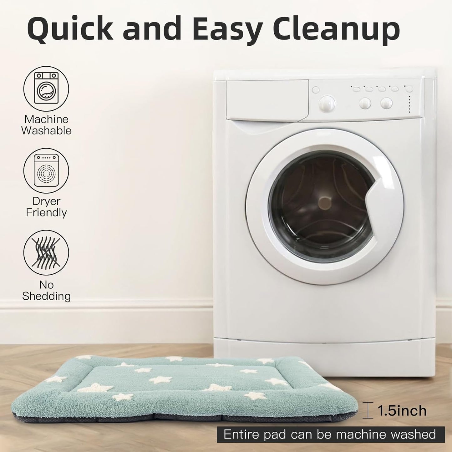 Mora Pets Cat Bed for Indoor Cats Washable Dog Crate Pad Cute Star Dog Bed Mat for Small Dogs Pet Kennel Pad for Cage Soft Flat Puppy Kitten Cushion for Sleeping Anti-Slip Blue 22 x 13