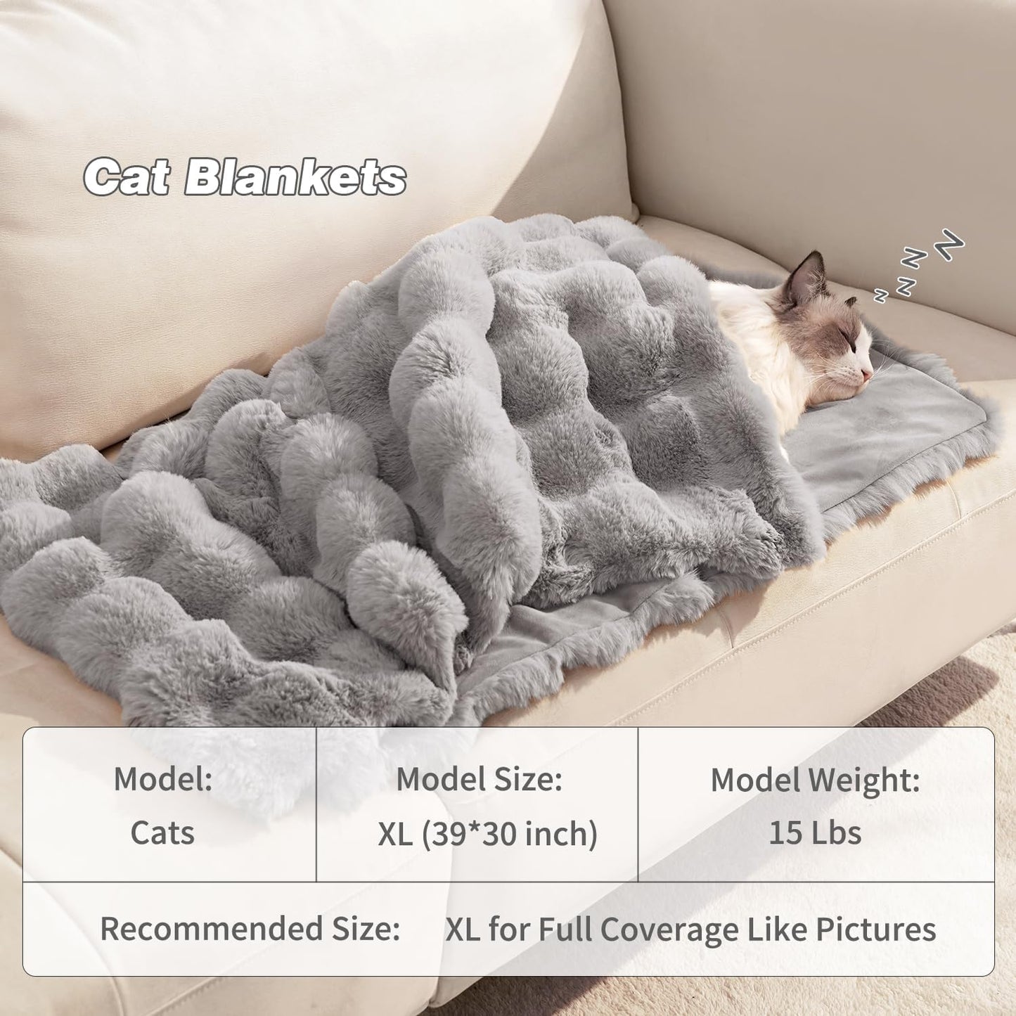 Dog Blanket Ultra Soft Fuzzy Faux Fur Cat Blankets for Indoor Cats Ultra Soft Plush Faux Fur Machine Washable Reversible Pet Throw Protector for Couch Furniture 39"X 30" Grey