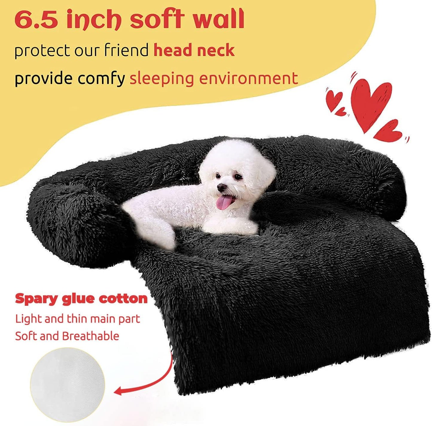 HachiKitty Dog Sofa Bed, Plush Couch Cover for Dogs, Washable Pet Sofa Mat (X-Large Black)
