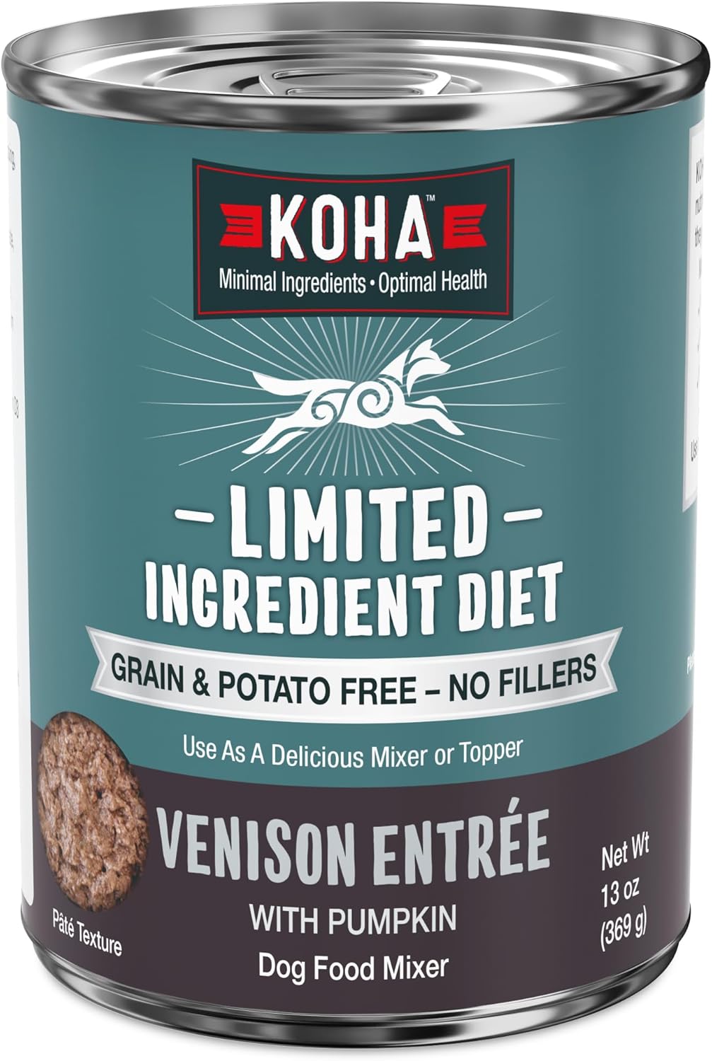 KOHA Limited Ingredient Diet Venison Entrée for Dogs - Dog Food Toppers for Picky Eaters - Grain Free Wet Dog Food with No Fillers - Sesnsitive Stomach Venison - 13 oz Pack of 12