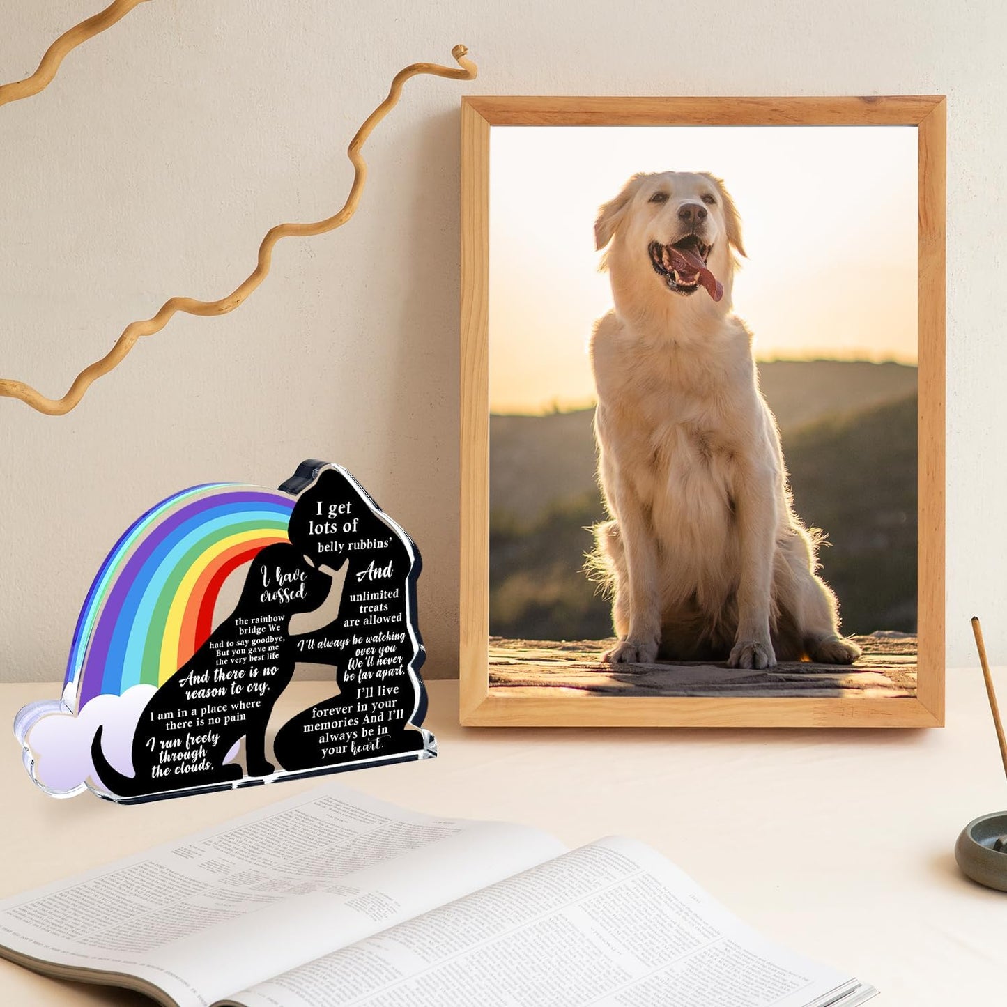 Pet Memorial Gifts, Sympathy Gifts for Loss of Dog, Pet Sympathy Gifts, Bereavement Gifts for Loss Pet, Pet Memorial Acrylic Rainbow Bridge Decorations, Condolences Gifts for Pet Loss Remembrance