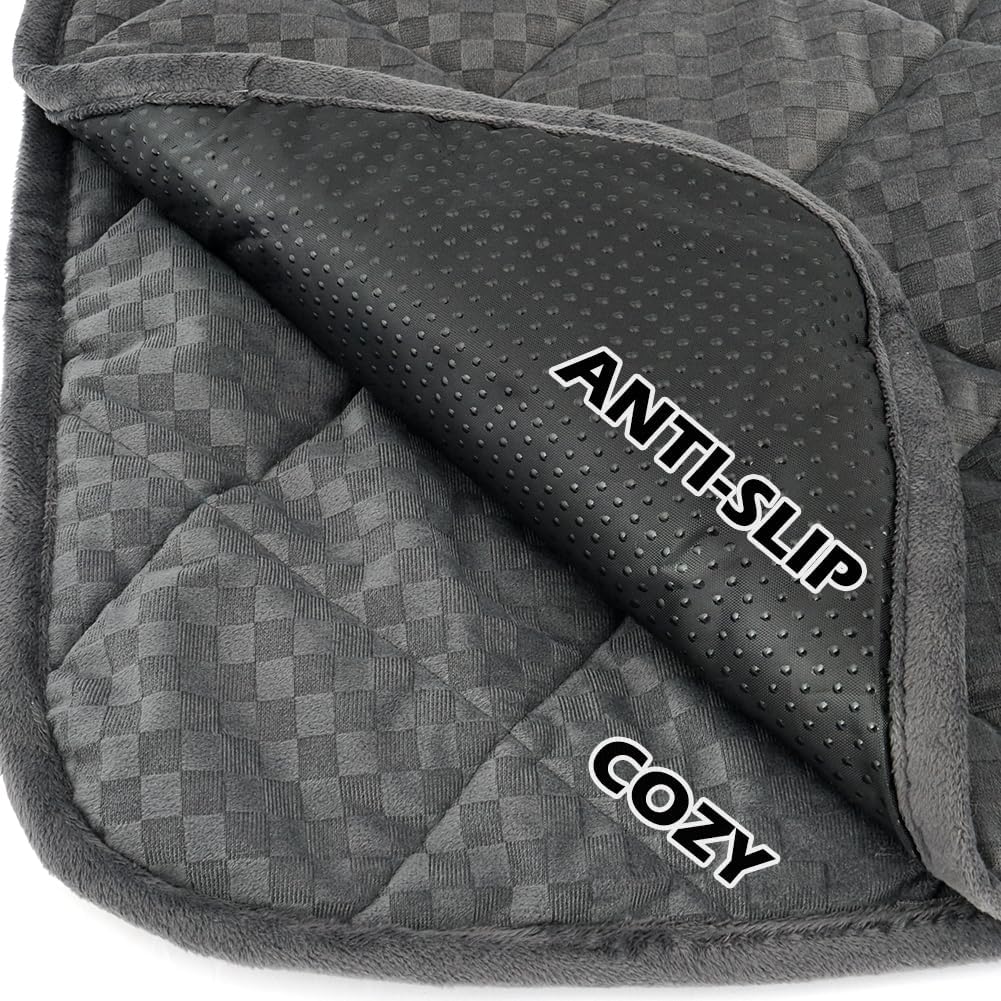 ARGOPET Cat Bed (30x19in) Self Warming, Polyester, Checkered Grey, 16oz, Machine Washable, Anti-Slip, Pet Bed Mat for Indoor & Outdoor Pets