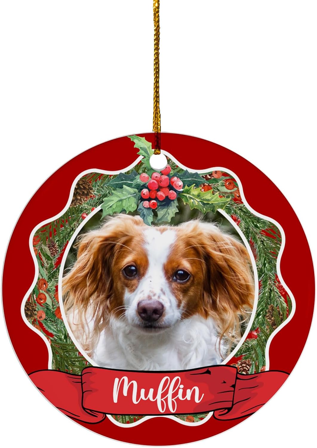 FLOCHIL Personalized Dog Christmas Ornaments, Custom Photo Name for Christmas Trees, Dog First Christmas Ornaments, Best Gifts for Pet Lovers