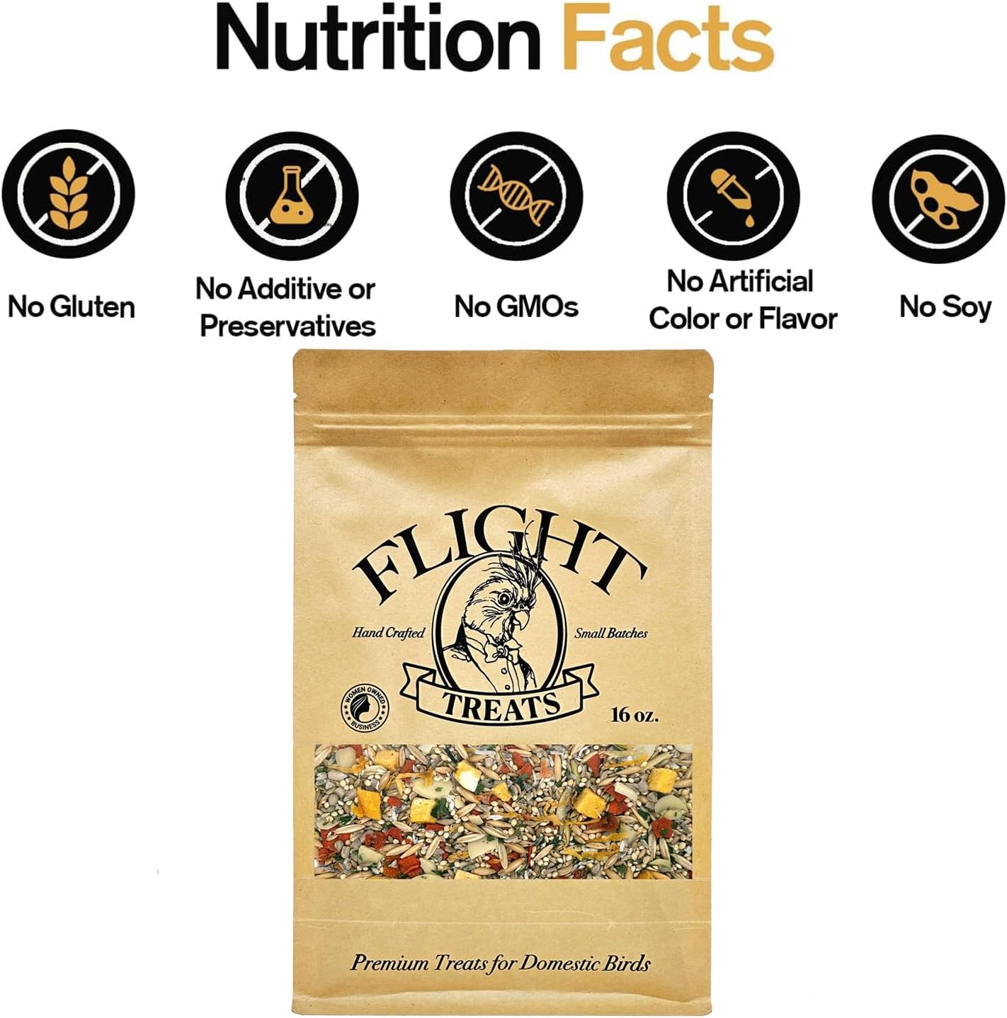 Flight Treats Handcrafted, Nutrient-Rich, and Irresistibly Delicious - 16 oz of Quality Food for Your Feathered Companions