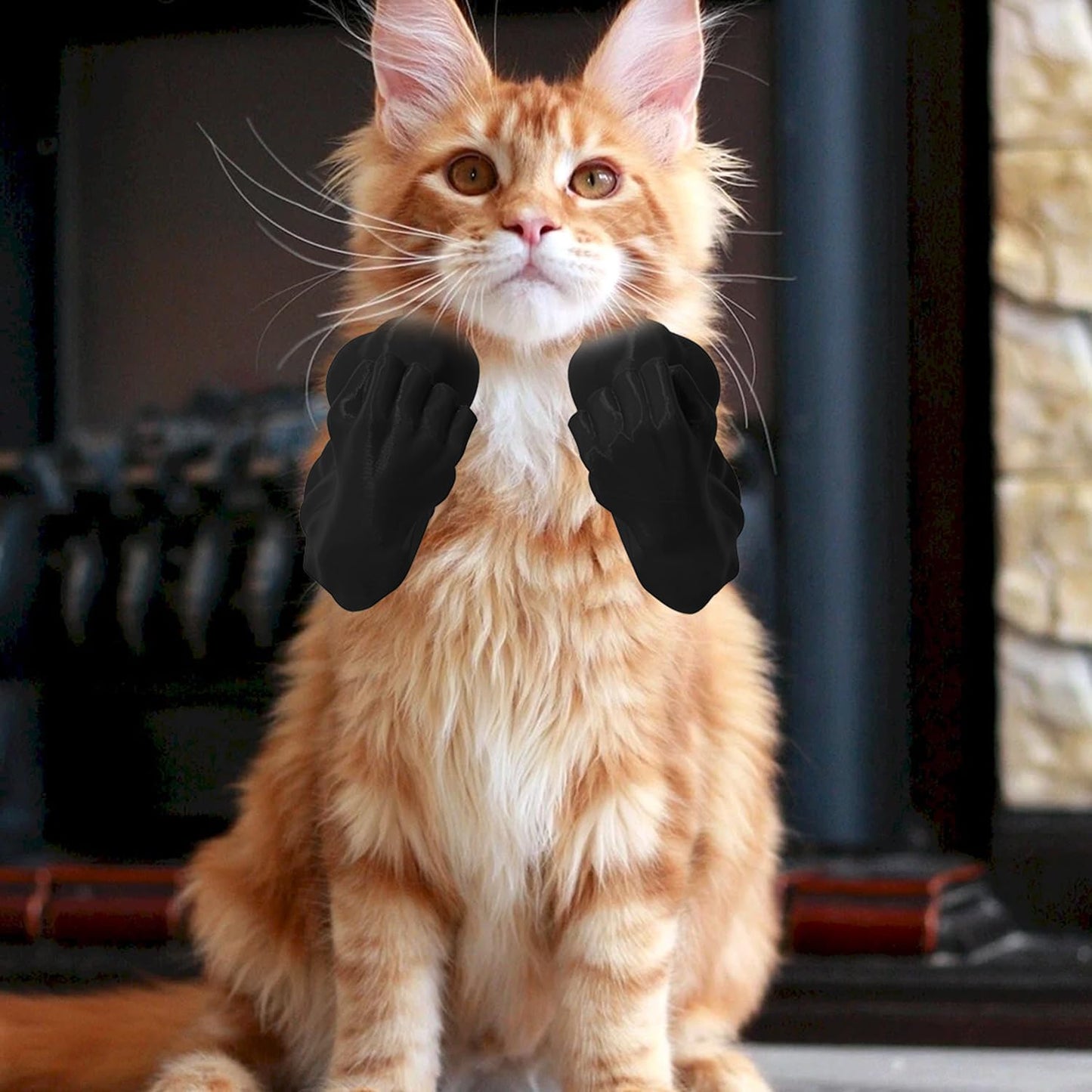 Creative Cat Muscle Arms,3D Printed Cat's Neck Arm with Muscle,Funny Pet Props Hanging Arm for Kitten Birthday Party Supplies,Funny Halloween Costume Prop Adjustable Lightweight Design (Black)