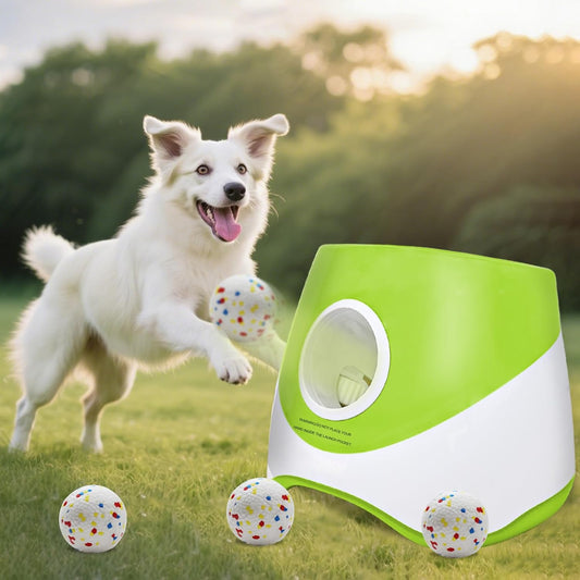 Automatic Dog Ball Launcher for Samll to Medium Dogs, Upgraded Interactive Toy Balls Thrower, Mental Stimulating Dog Toys with 4 Durable Etpu Balls 2.2 Inch (Light Green)