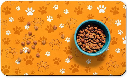 Dog Food Mat, Absorbent Water Bowl Mats Cat Pet Feeding Placemats Orange 12 * 20 inch