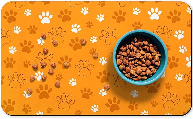 Dog Food Mat, Absorbent Water Bowl Mats Cat Pet Feeding Placemats Orange 17 * 30 inch