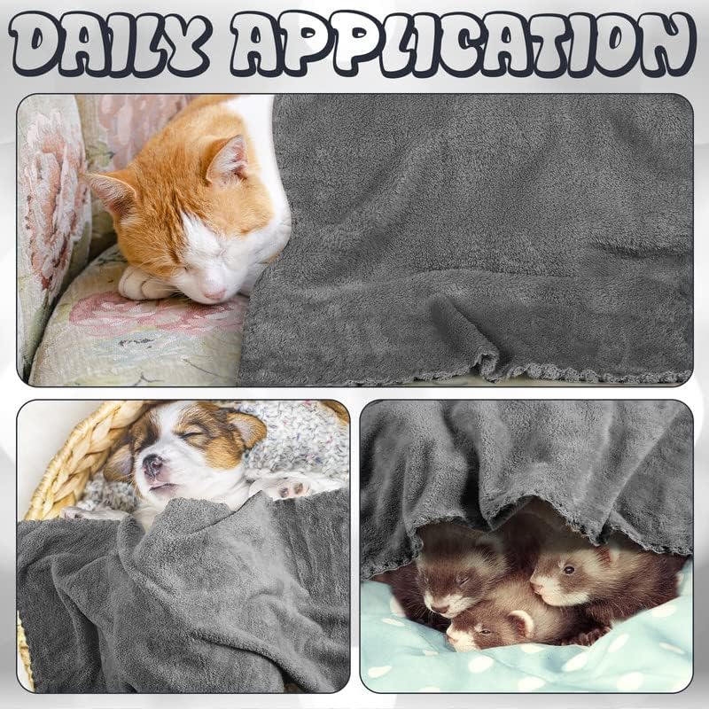 24 Pcs Guinea Pig Fleece Bedding Blankets Bulk Washable Small Animal Fleece Cage Liners Pet Wash Cloth Sleeping Mat Cover for Hamster Chinchilla Rabbit Hedgehog(13.8 x 29.5 Inch,Gray)