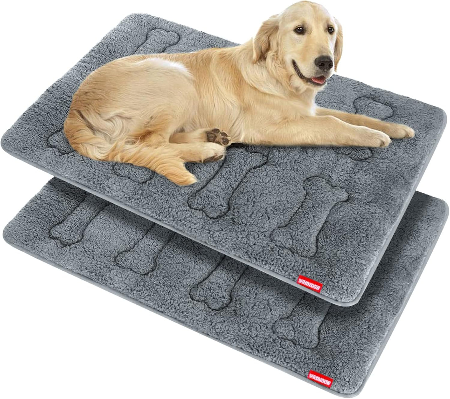 Dog Bed Crate Mat(42" X 28") 2 Pack, Soft Plush Dog Bed Pad Machine Washable Crate Pad, Grey
