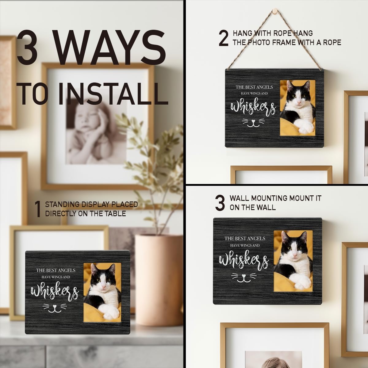 IAXIC Cat Memorial Photo Frame - Sympathy Gift for Pet Loss, Remembrance Gift for Desk or Table Decor