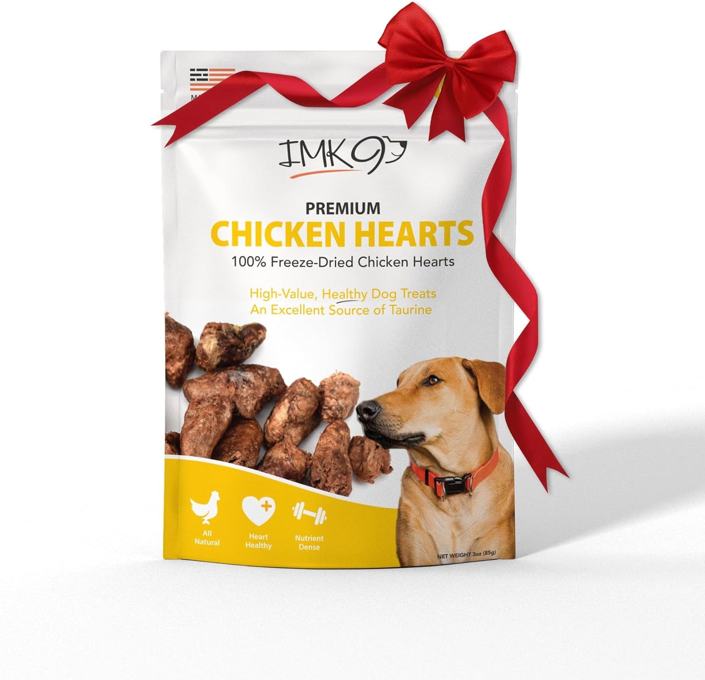 Chicken Hearts for Dogs - Freeze Dried Chicken Dog Treats - Natural Taurine, Better than Duck, Turkey - Single Ingredient, Dehydrated Chicken, Grain Free for Pets, Puppy, Cats Training - Made in USA
