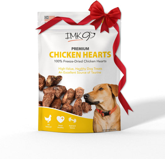 Chicken Hearts for Dogs - Freeze Dried Chicken Dog Treats - Natural Taurine, Better than Duck, Turkey - Single Ingredient, Dehydrated Chicken, Grain Free for Pets, Puppy, Cats Training - Made in USA