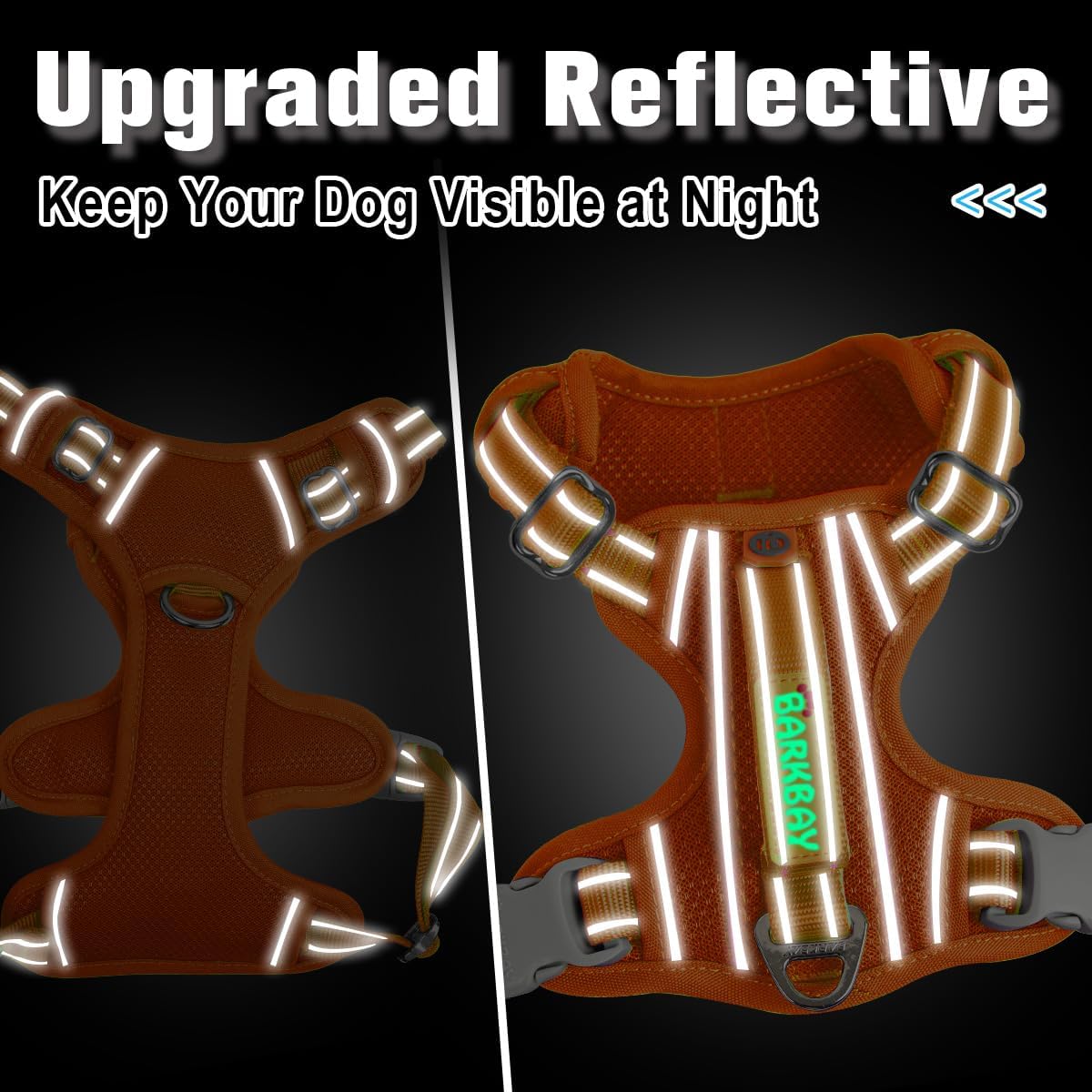 BARKBAY Dog Harness No Pull with ID Tag Pocket - Heavy Duty, Reflective, Easy Control for Large Dogs(Orange,XS)