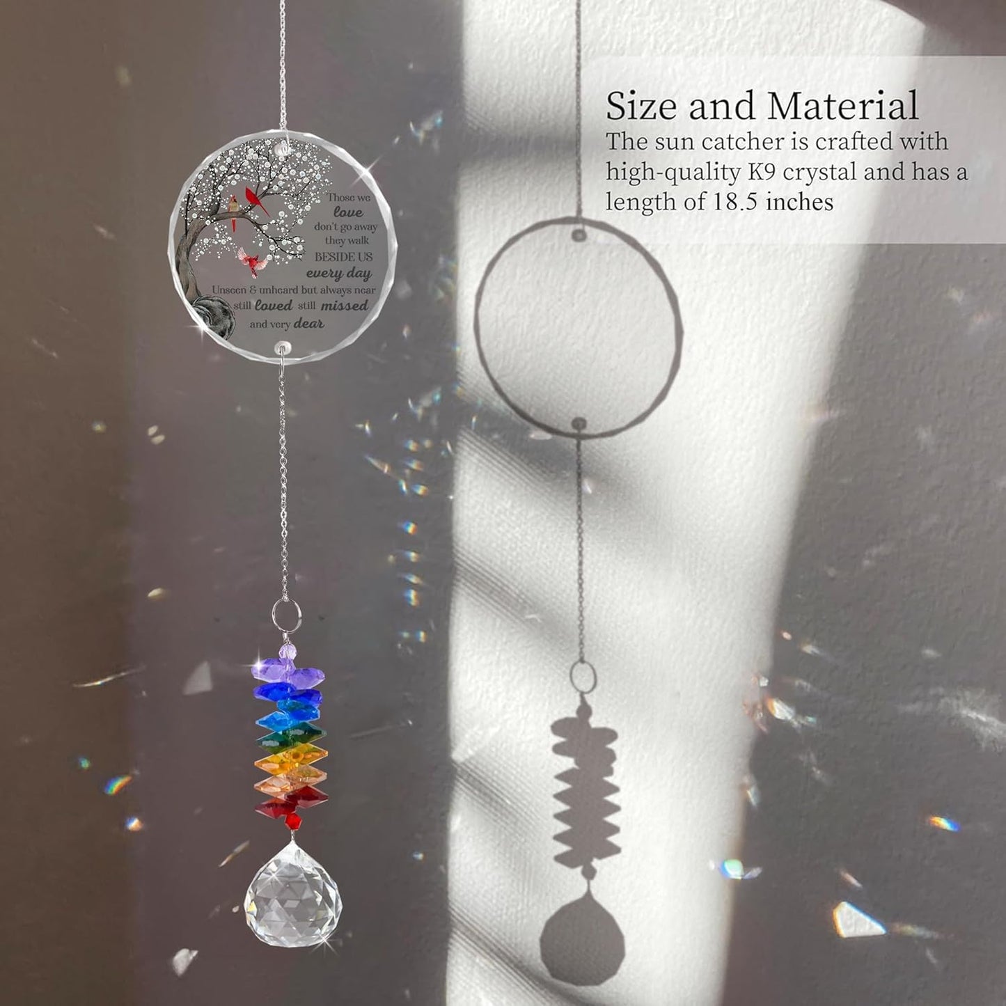 Memorial Suncatcher Sympathy Gift for Loss of Loved One - Crystal Rainbow Maker - Bereavement Keepsake - Hanging Crystal Decor - Suncatcher Ornament