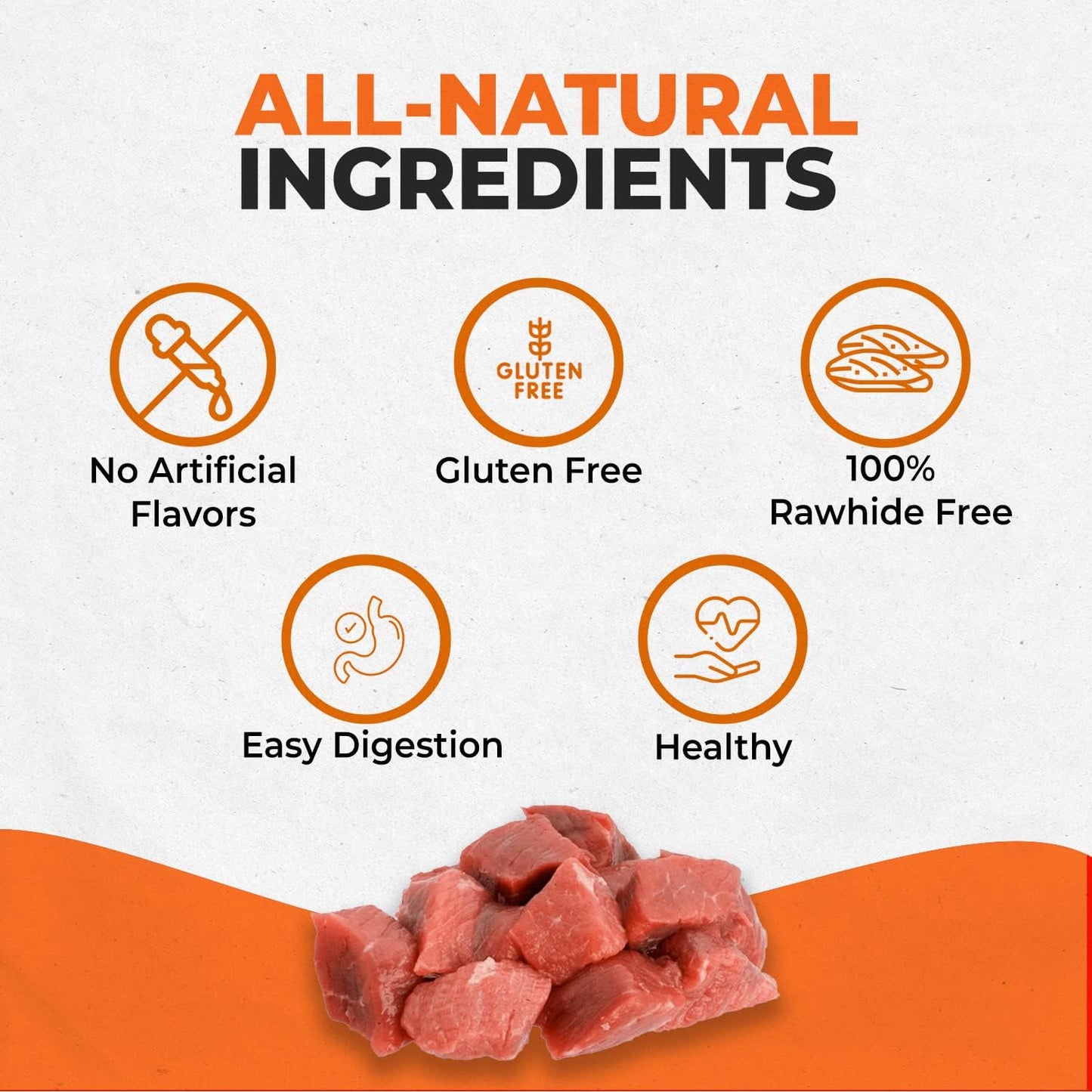 Canine Naturals Beef Chew - Rawhide Free Dog Treats - Made with Real Beef - Poultry Free Recipe - All-Natural and Easily Digestible - 5 Pack of 7 Inch Large Rolls for Dogs 50-75lb