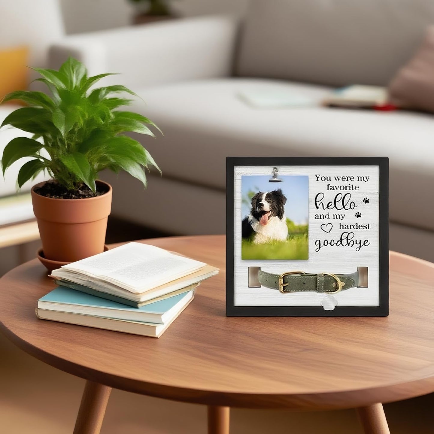 Dog Memorial Picture Frame, Pet Loss Gift,Memorial Sympathy Gifts for Loss of Dog,Wooden Pet Memorial Frame with Collar Holder Personalized Keepsake Sympathy Loss of Cat, My Hardest Goodbye
