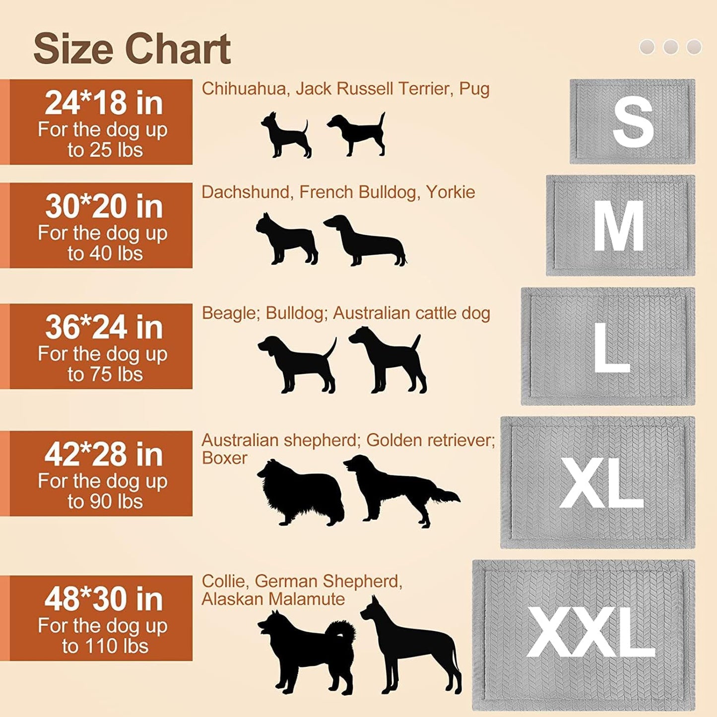 BEAUTYZOO Dog Bed Crate Pad 42 x 28 inch, Washable Dog Crate Mat for X-Large Sized Dogs, Anti-Slip Pet Crate Bed Kennel Pad, Durable Cozy Puppy Sleeping Mat Rectangle Mattress, Grey