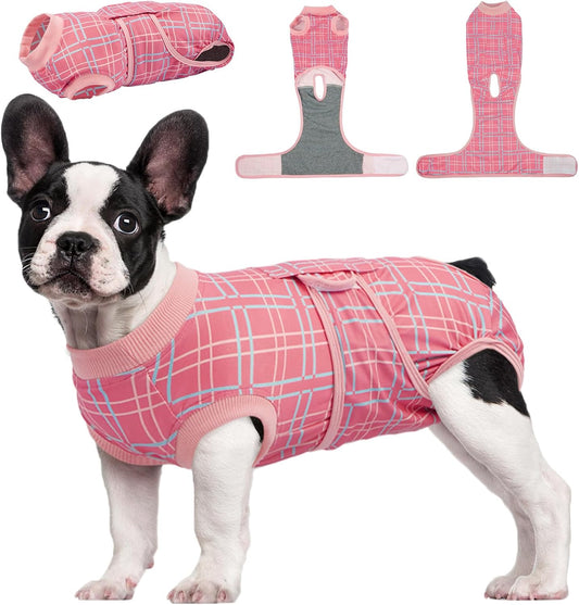 Kuoser Dog Recovery Suit for Female Male Dogs, Post-Surgery Bodysuit for Spay Neuter, Dog Onesie After Surgery, Anti-Licking Pet Surgical Recovery Suit, Pink M